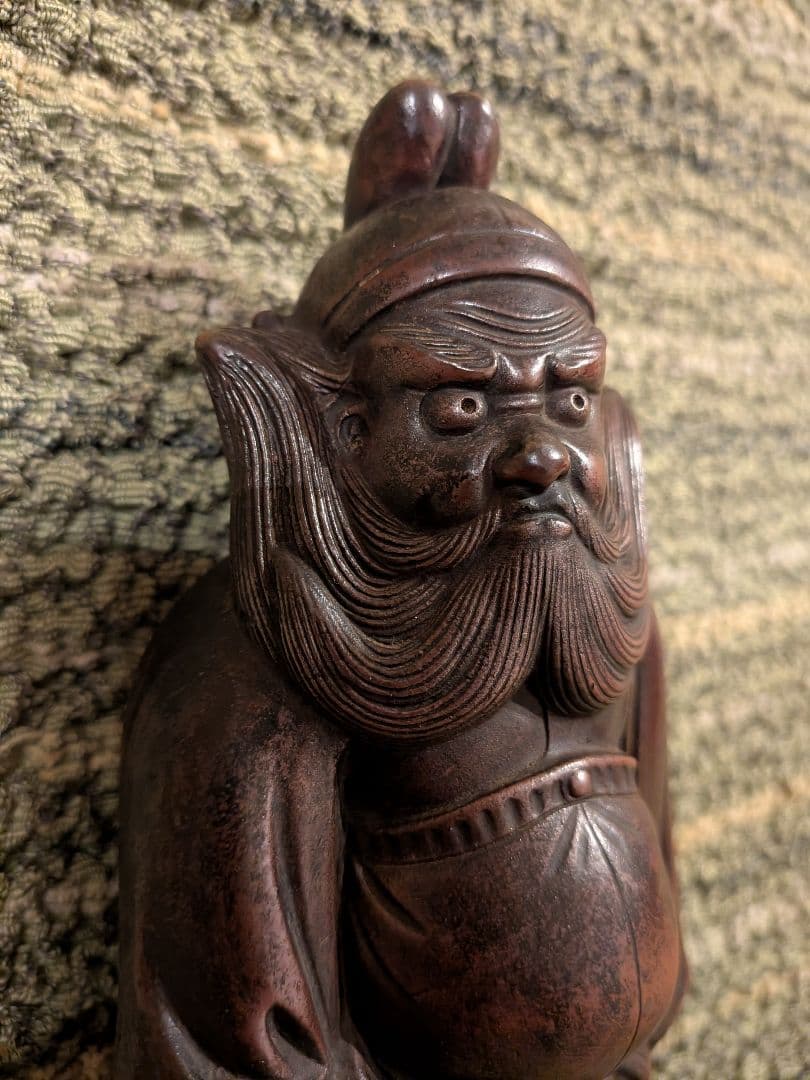№19古備前鍾馗置物A15、 厄除け・魔除けの鍾馗様像、備前焼の鍾馗置物、