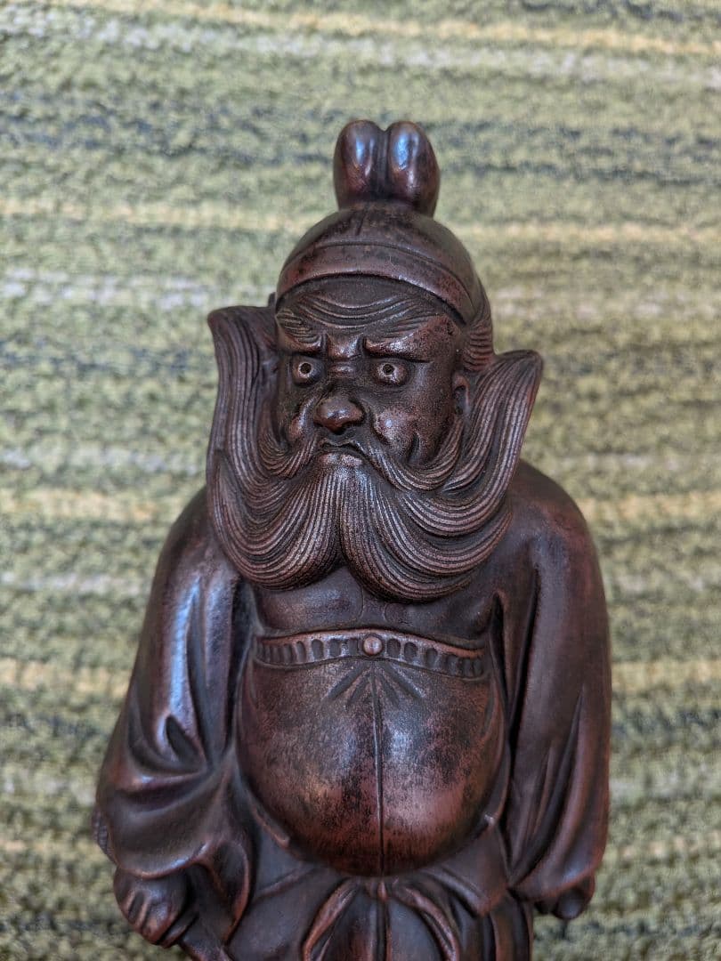 №19古備前鍾馗置物A15、 厄除け・魔除けの鍾馗様像、備前焼の鍾馗置物、