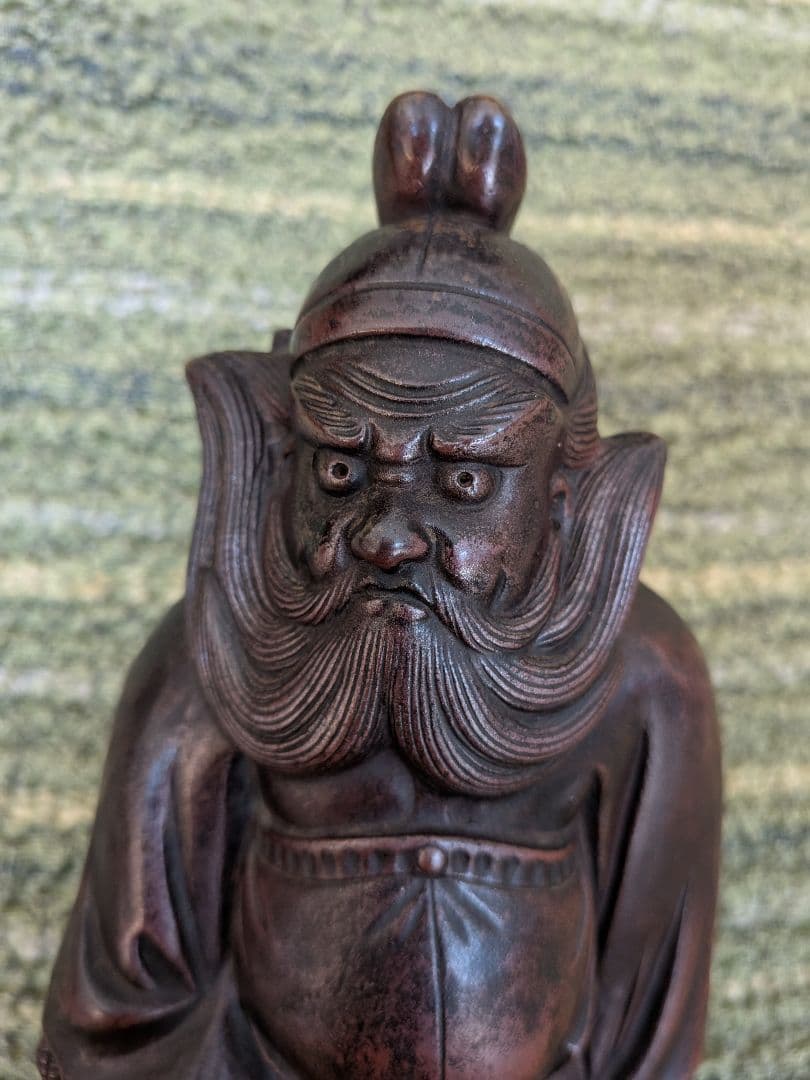 №19古備前鍾馗置物A15、 厄除け・魔除けの鍾馗様像、備前焼の鍾馗置物、