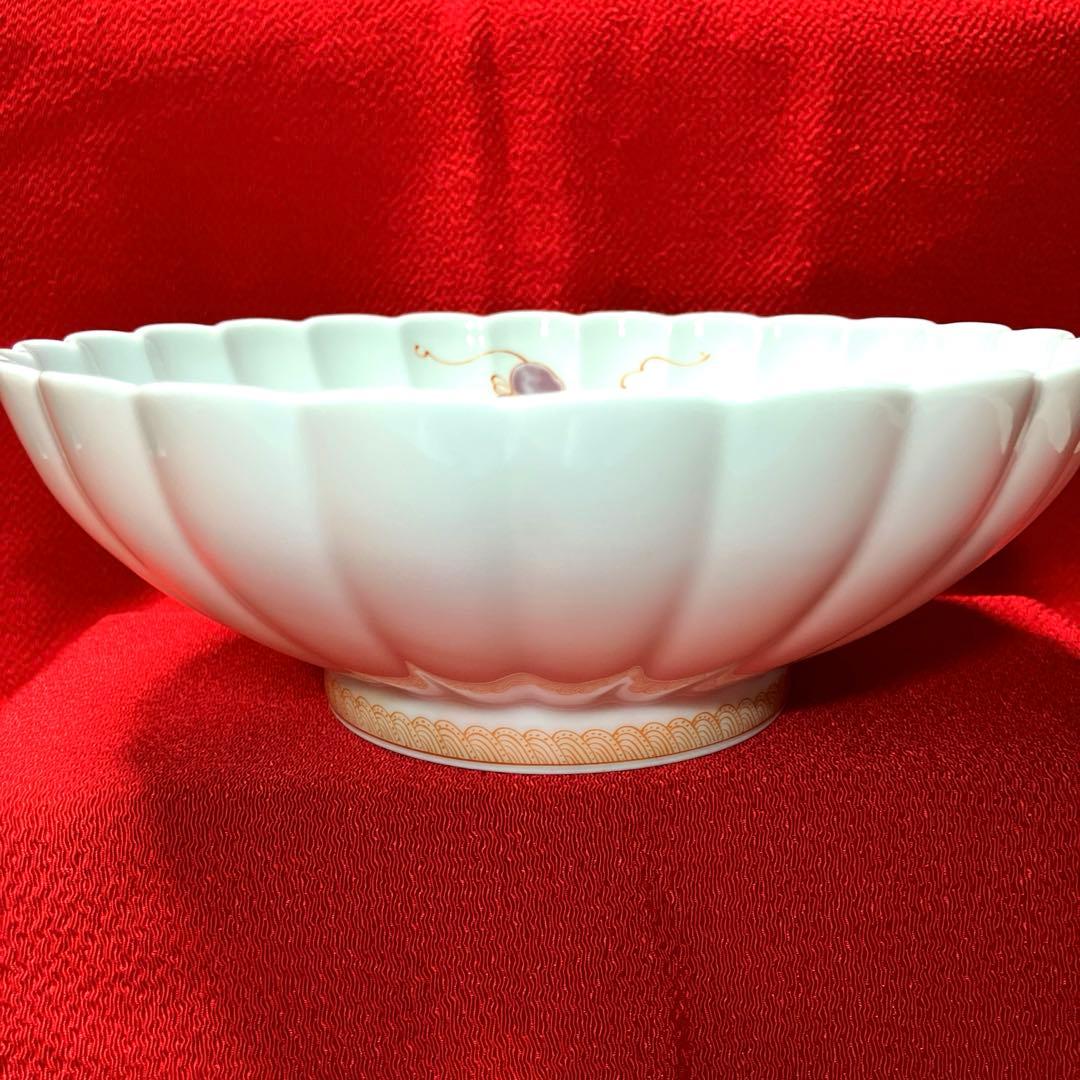 深川製磁 花ひょうたん菊割鉢と六瓢松竹梅銘々皿のセット 4点セット