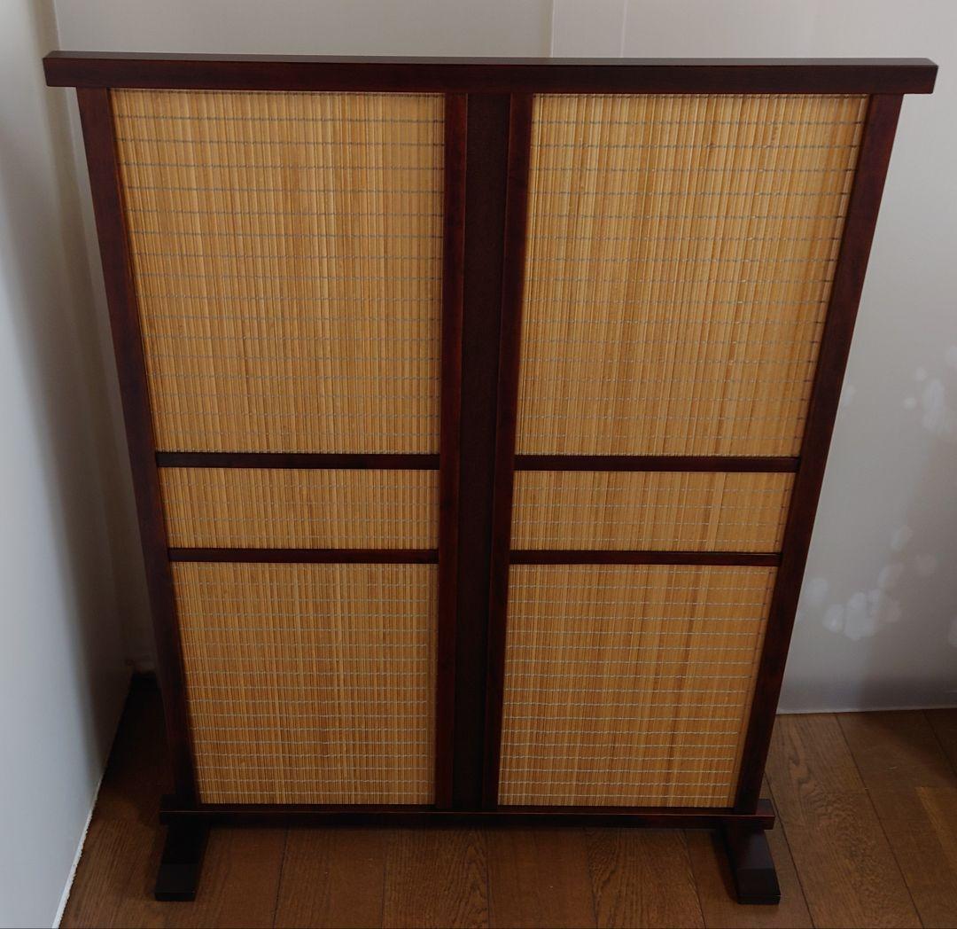 簾調衝立#間仕切り#衝立　ライトブラウン木簾使用　シンプル１枚式衝立