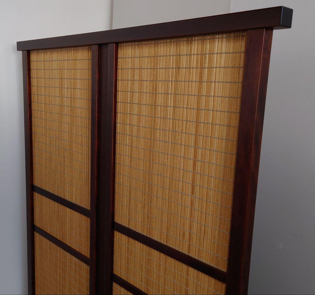 簾調衝立#間仕切り#衝立　ライトブラウン木簾使用　シンプル１枚式衝立