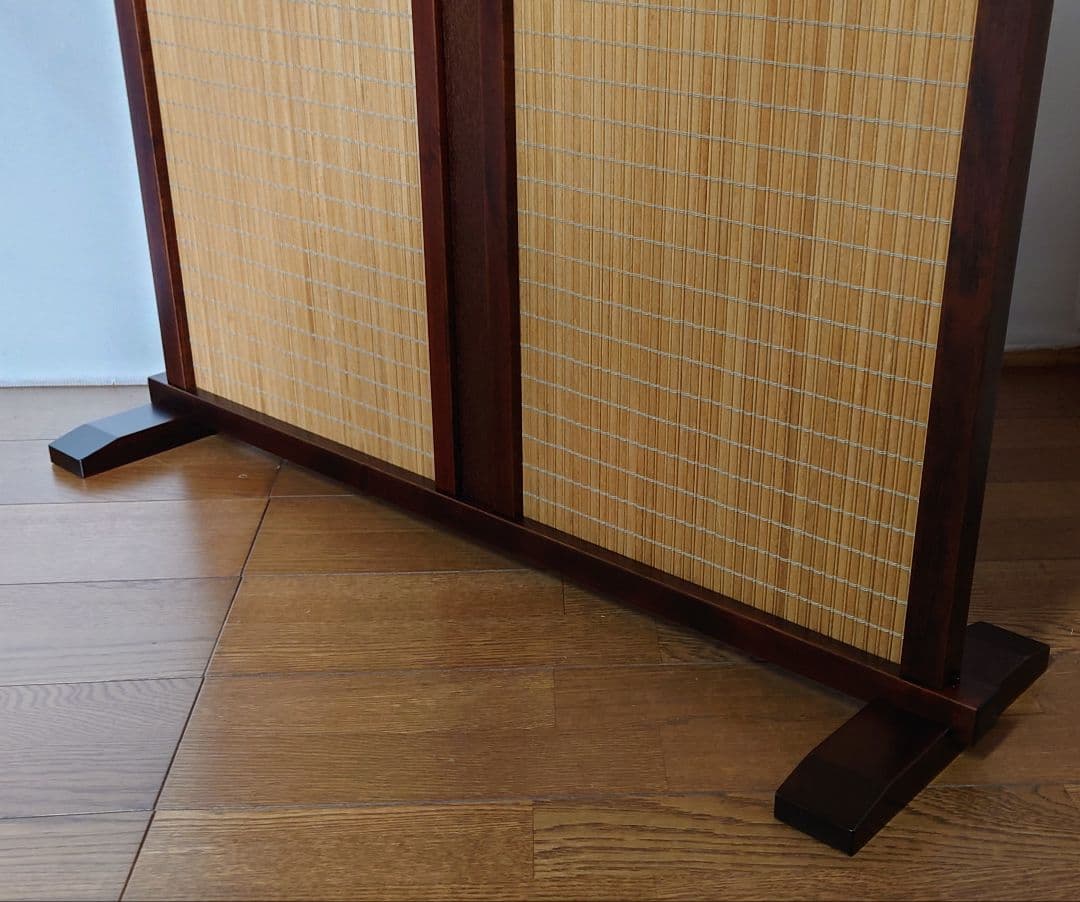 簾調衝立#間仕切り#衝立　ライトブラウン木簾使用　シンプル１枚式衝立