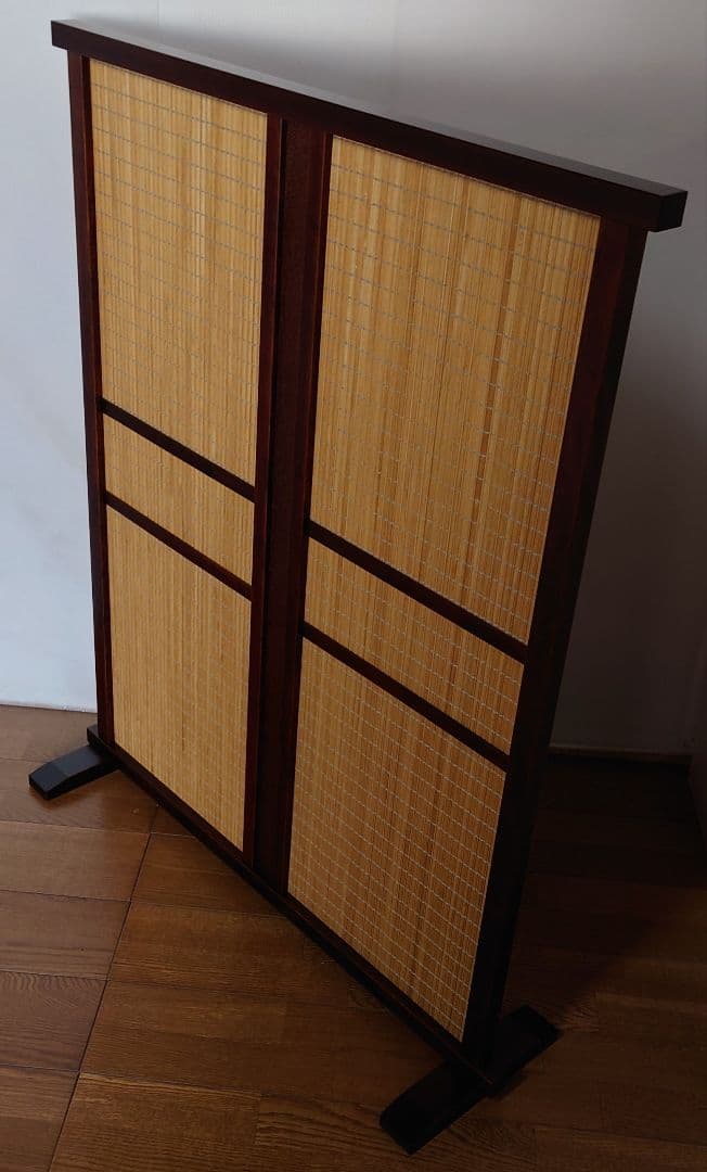 簾調衝立#間仕切り#衝立　ライトブラウン木簾使用　シンプル１枚式衝立