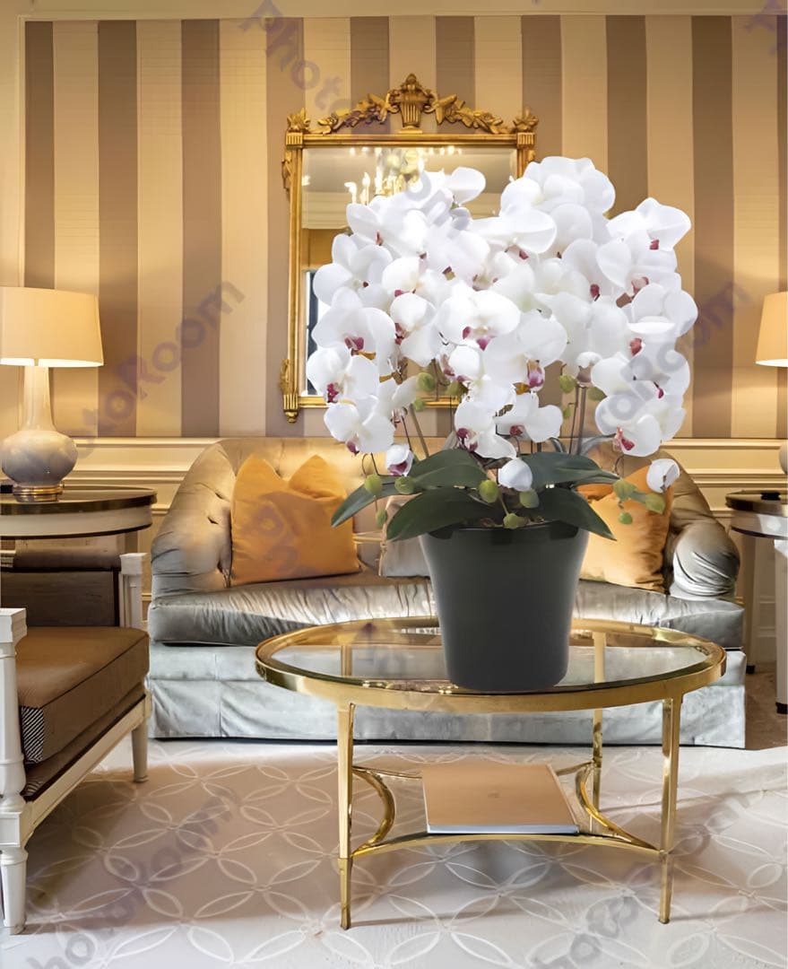 光触媒　人工観葉植物　ウォールグリーン　クィーン胡蝶蘭5本w/ab高さ74センチ