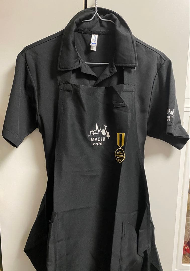 ローソン　MACHI café ファンタジスタ　エプロン ポロシャツSサイズ　黒