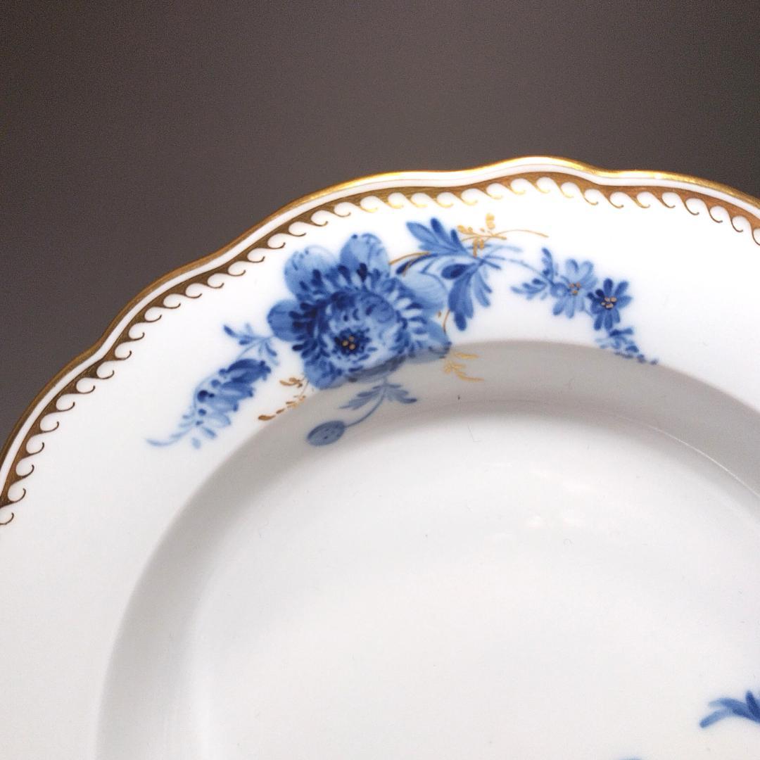 マイセン Meissen 1940年頃 カマユブルー金彩花絵 スーププレート