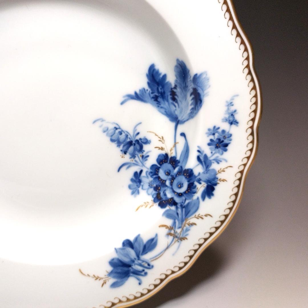 マイセン Meissen 1940年頃 カマユブルー金彩花絵 スーププレート