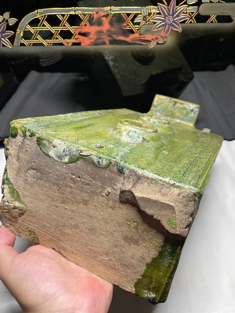 漢緑釉。灶台。漢時代。陶器。古美術。骨董品。舊家蔵出し。稀少品。