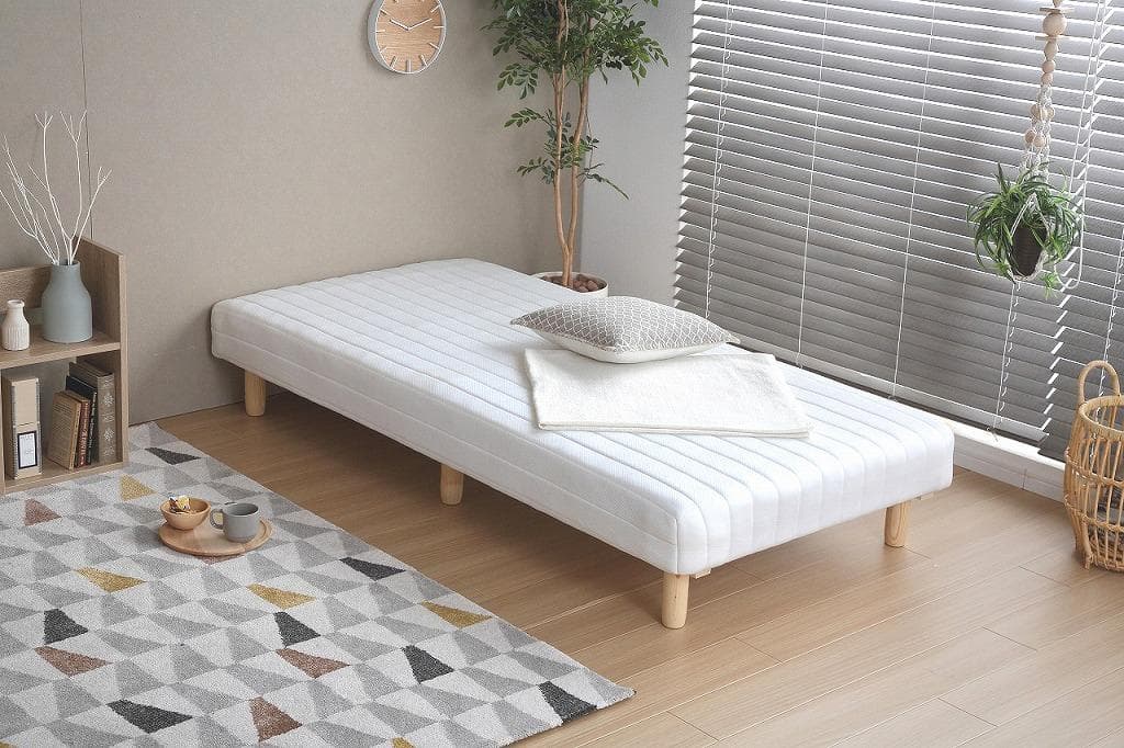 《新品・送料無料》一体型脚付きマットレスベッド【シングル】