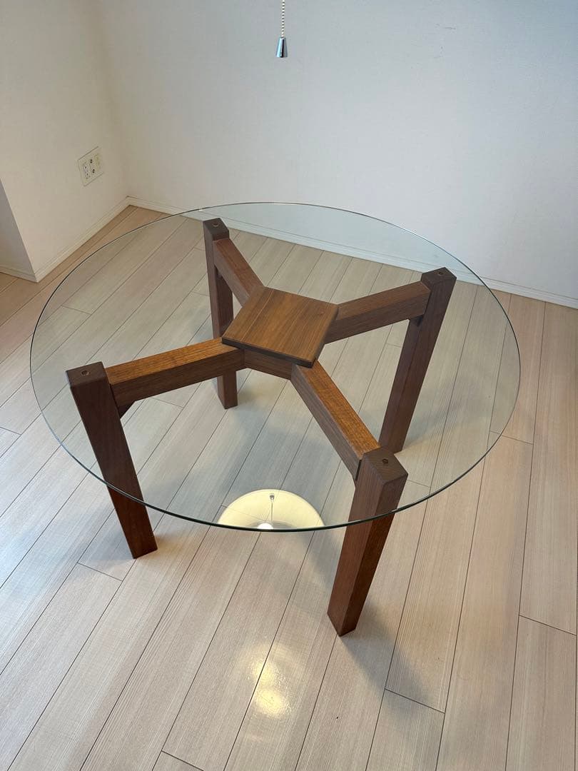 引き取り】BRUNCH 中目黒 無垢材ガラスダイニングテーブル