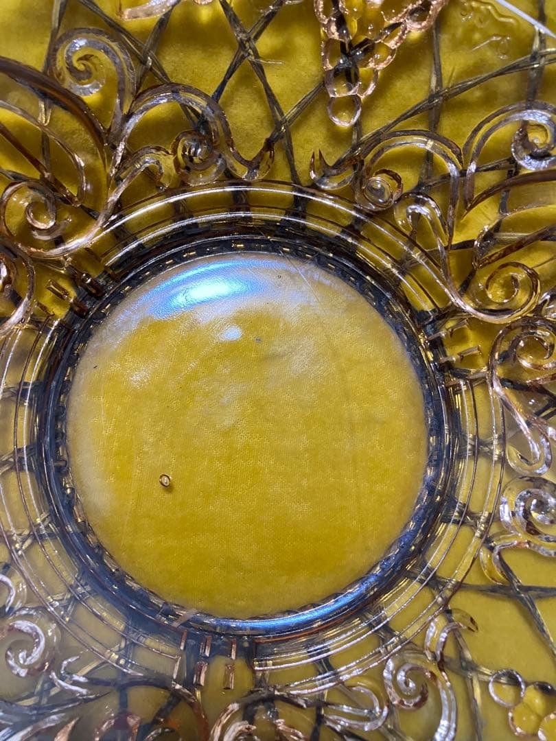 フルーツ皿　菓子皿　ガラス製　ぶどう柄　ヴィンテージ　アンティーク