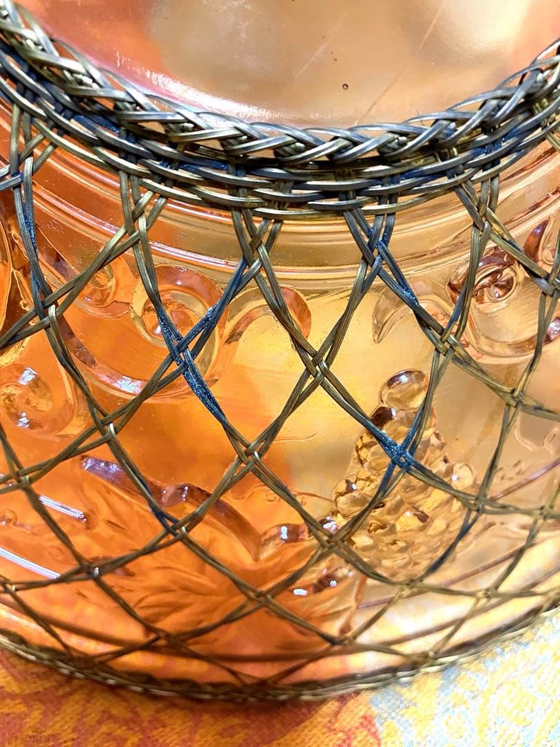 フルーツ皿　菓子皿　ガラス製　ぶどう柄　ヴィンテージ　アンティーク