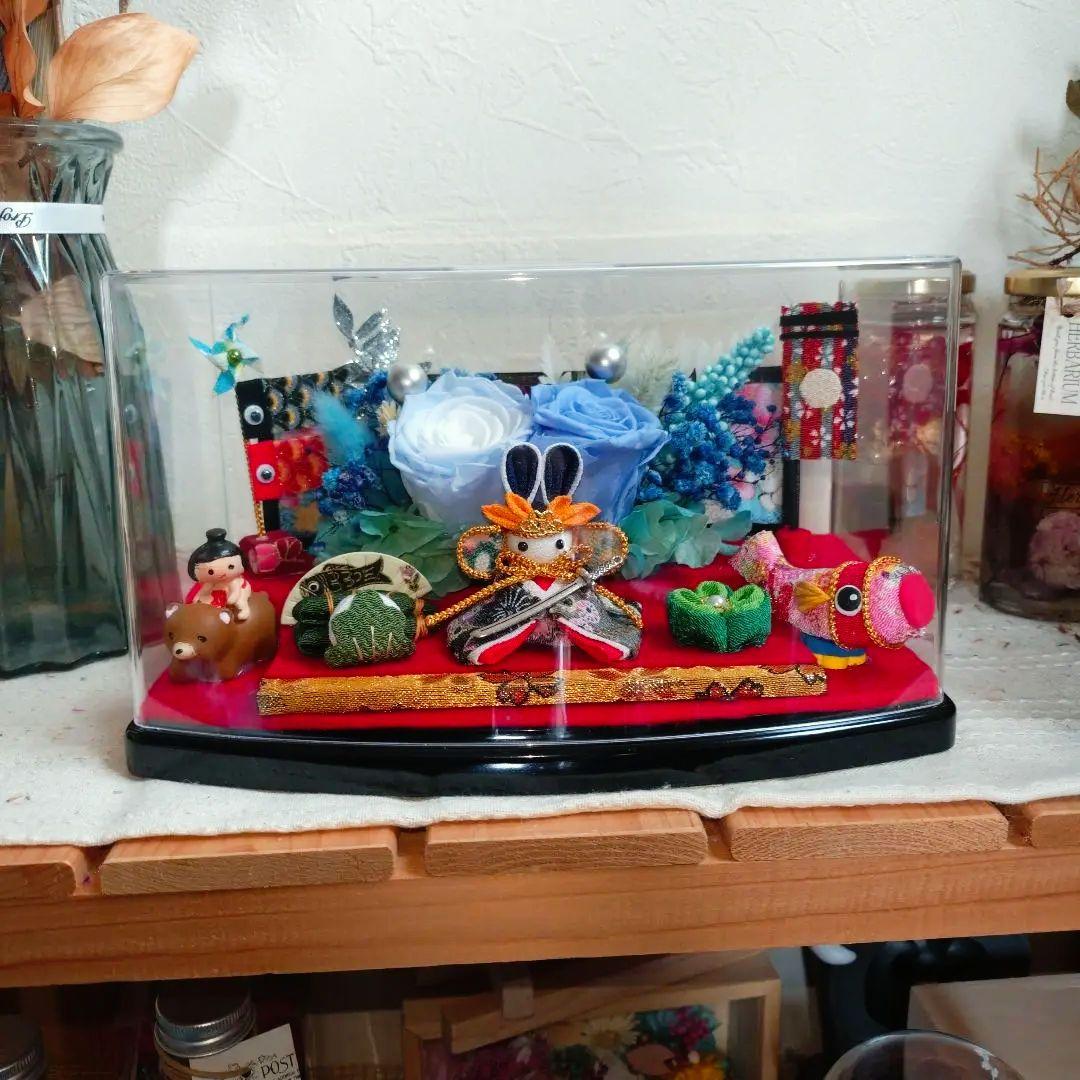 ✦端午の節句・我は武士なり！(ちりめん細工)ブリザーブドアレンジ⑤