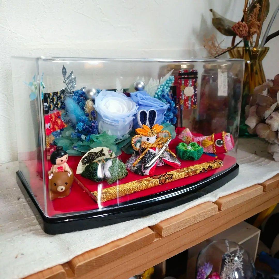 ✦端午の節句・我は武士なり！(ちりめん細工)ブリザーブドアレンジ⑤