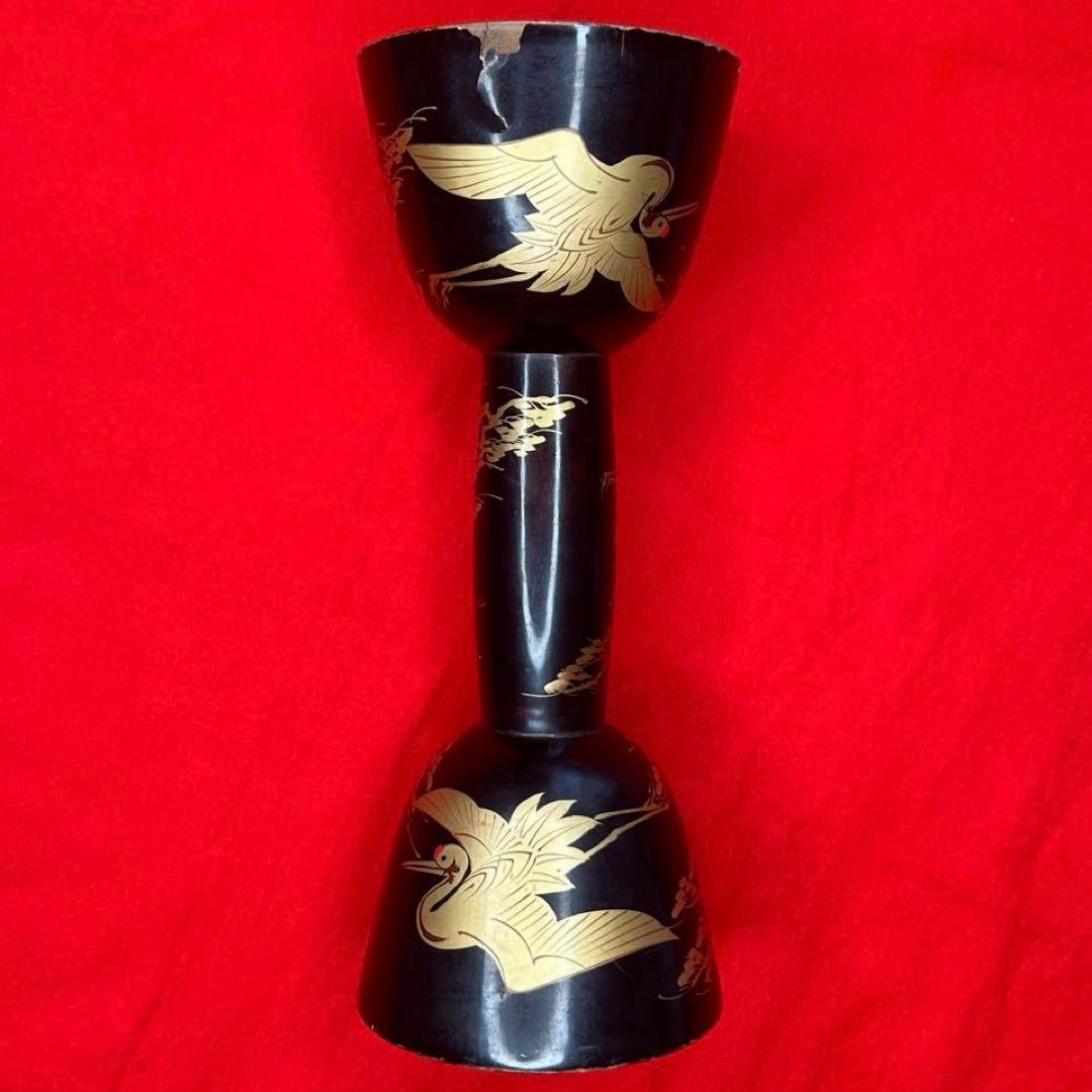 和楽器 小鼓 胴 蒔絵 鶴