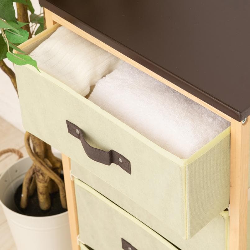 《新品・送料無料》ナチュラルテイスト◎収納ハンプチェスト5段 天板付 木目