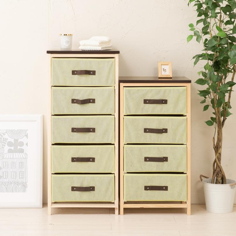 《新品・送料無料》ナチュラルテイスト◎収納ハンプチェスト5段 天板付 木目
