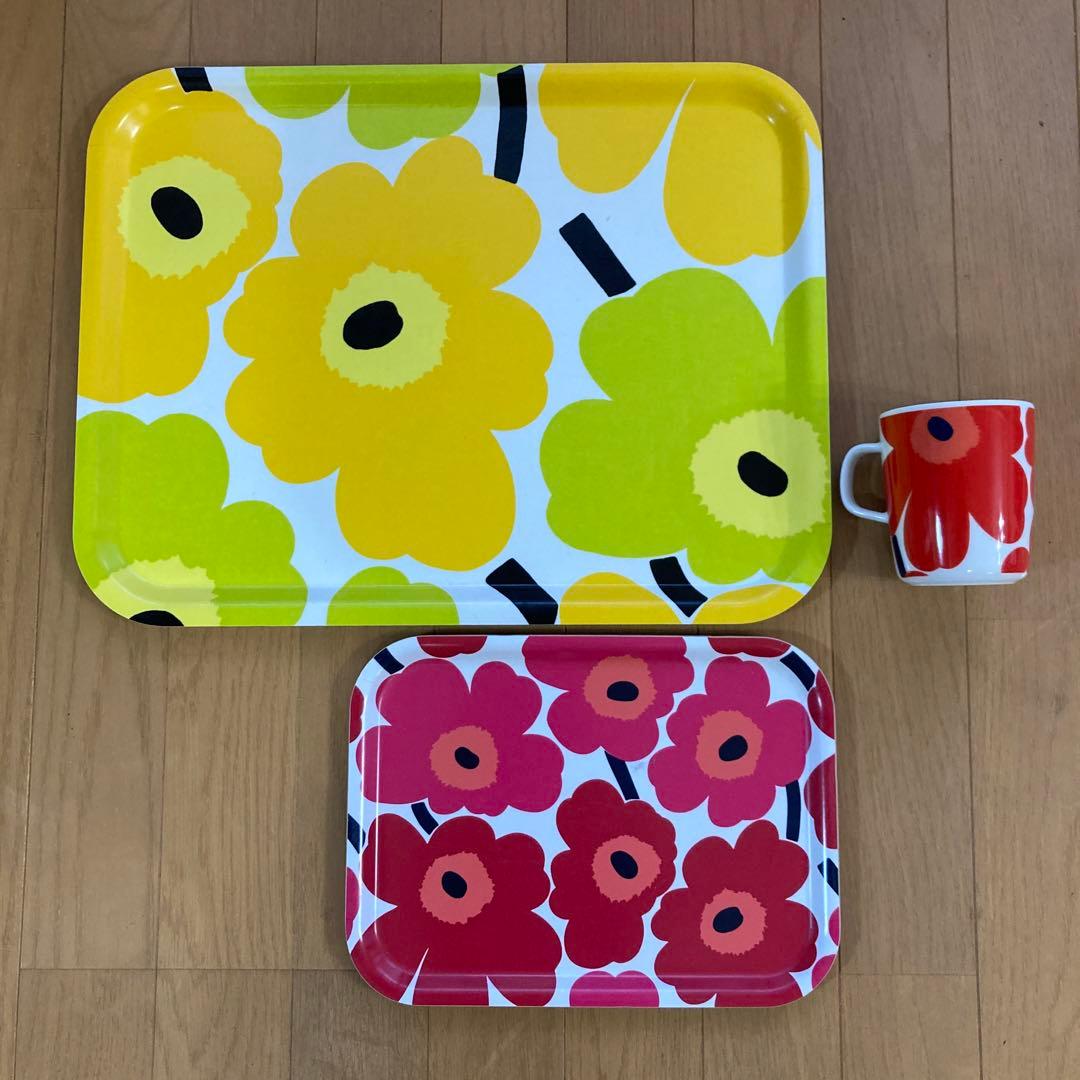 marimekkoマリメッコ 大きなトレイ 黄色ウニッコ① インテリア 北欧