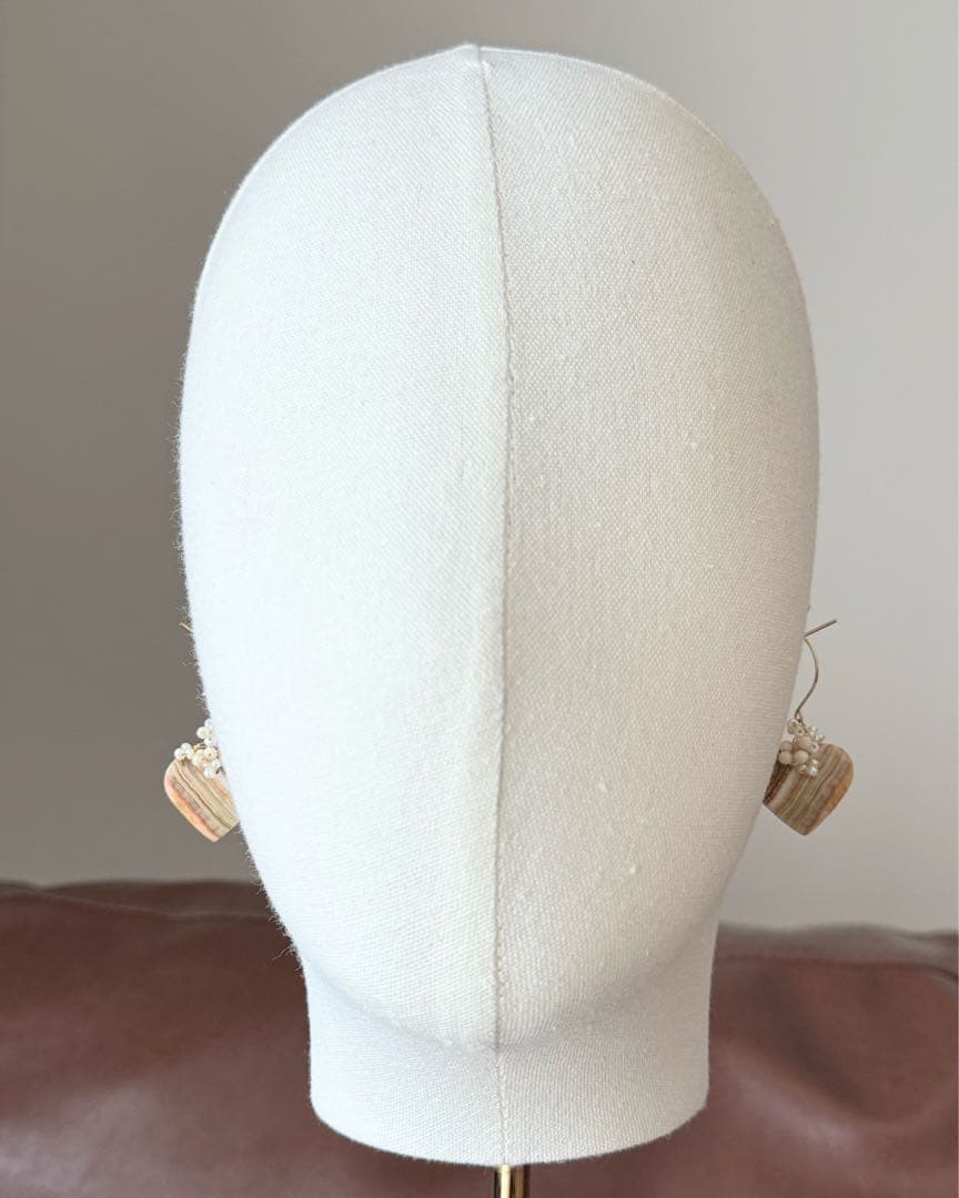 14kgf 天然石　ナチュラルレースアゲート　リバーストーン　淡水パール　ピアス