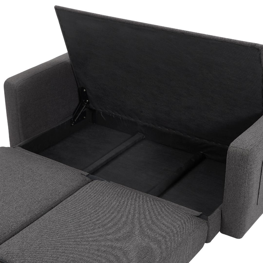 【新品】収納付き2人掛けソファ 木脚着脱可能 コンパクト