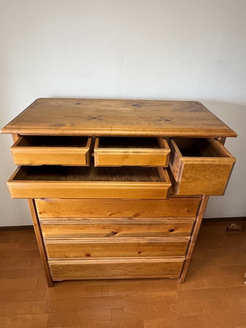 ☆アンティークナチュラルウッドチェスト 7段