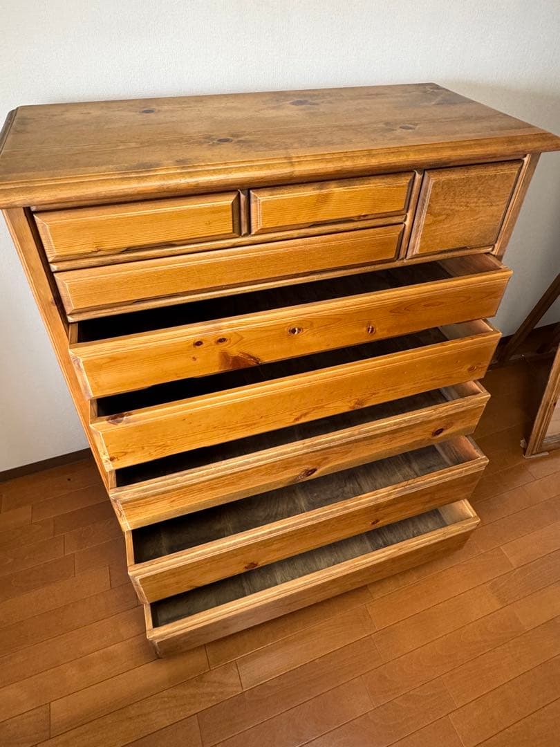 ☆アンティークナチュラルウッドチェスト 7段