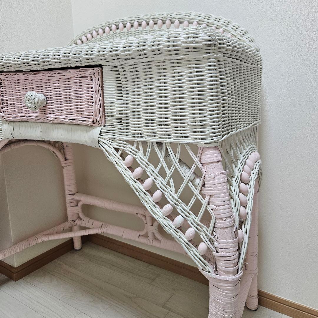 送料8600円込み★ウィッカー ヴィンテージ デスク ラタン 机