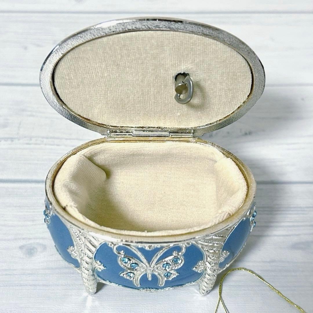 スワロフスキー アンチモニー だ円 オルゴール 宝石箱 ブルー 星に願いを 水色