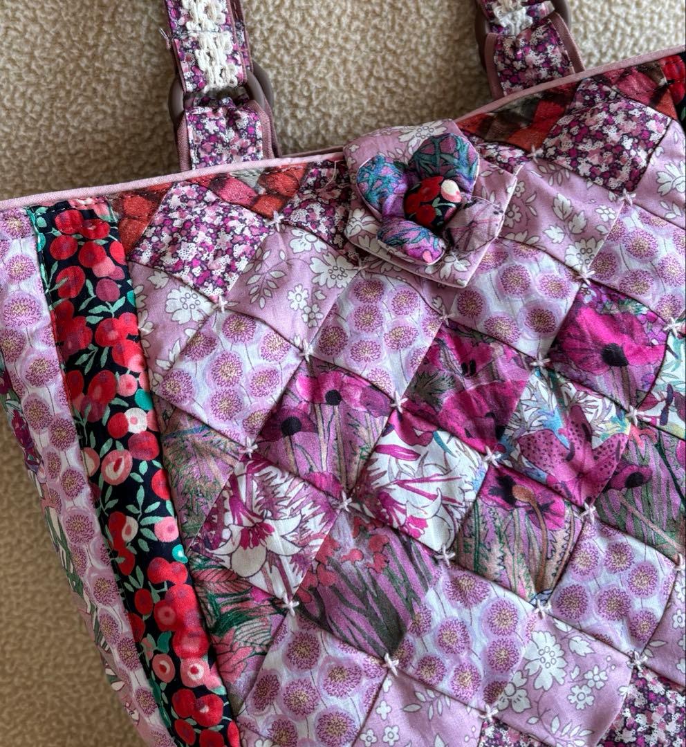 注意:予約品:ミニトートバッグ＊パッチワークキルト＊