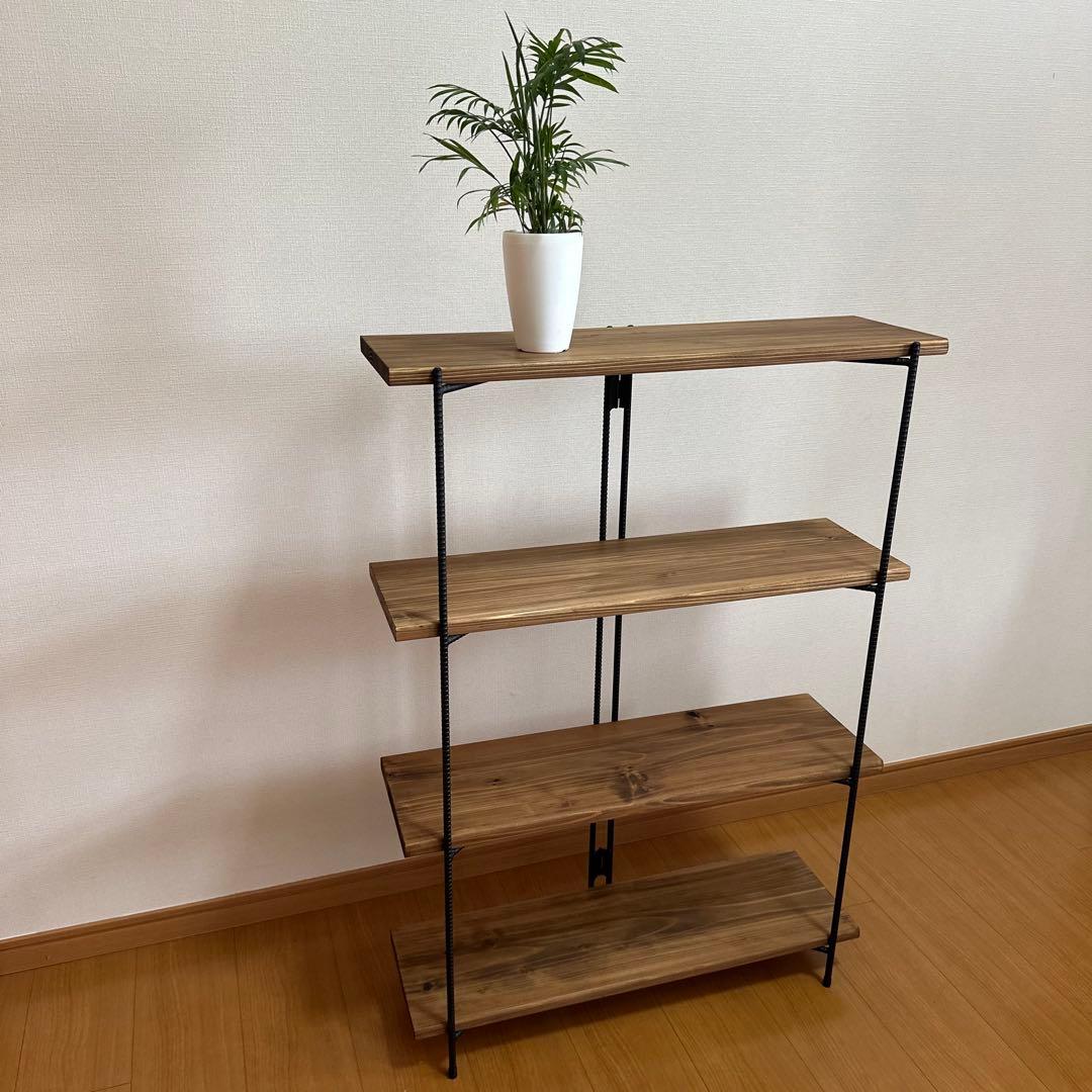 折り畳みラック　アイアンシェルフ　アイアンラック　4段　什器　飾り棚　観葉植物棚