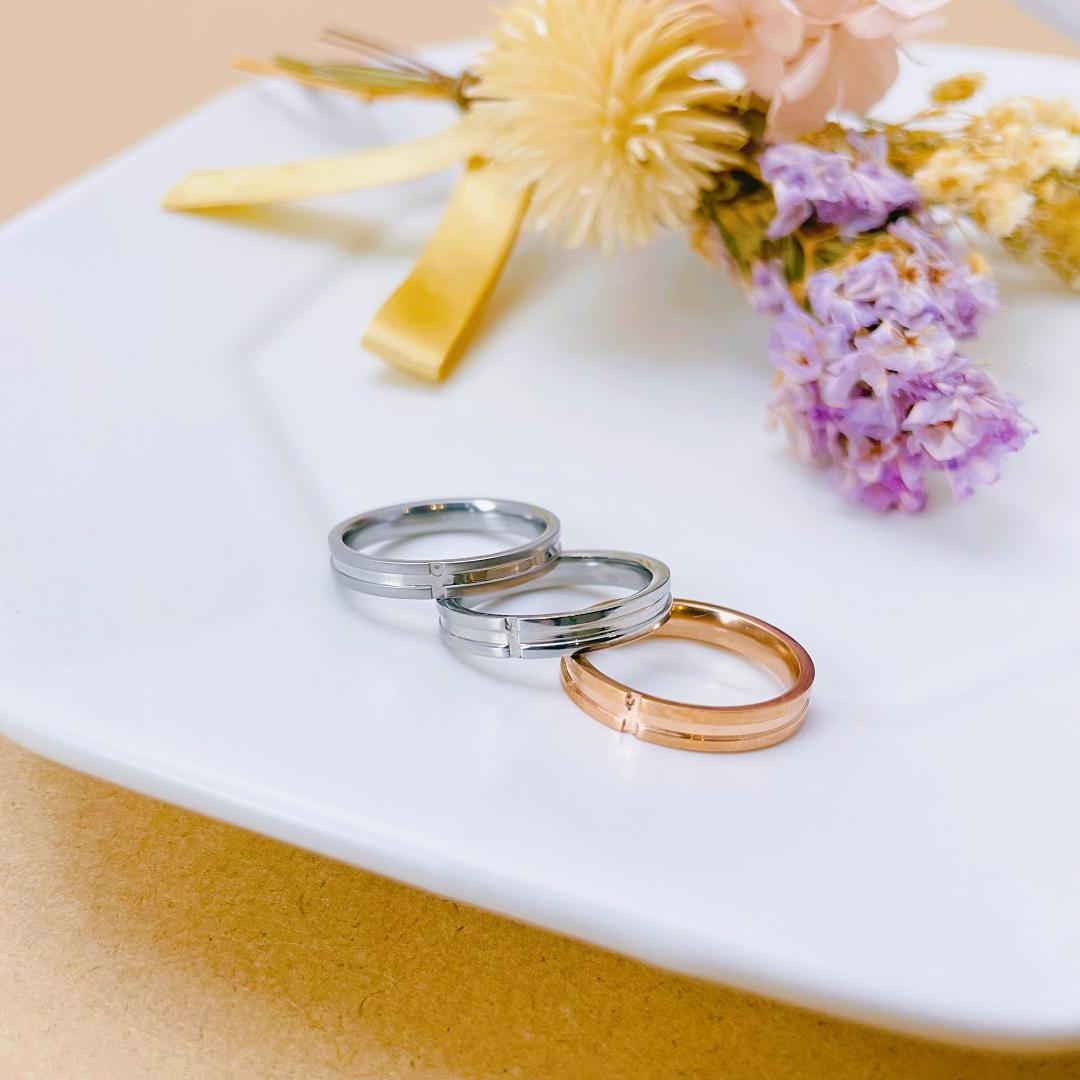 ふたりを繋ぐクロス ペアリング シルバー ピンクゴールド 十字架 ステンレス