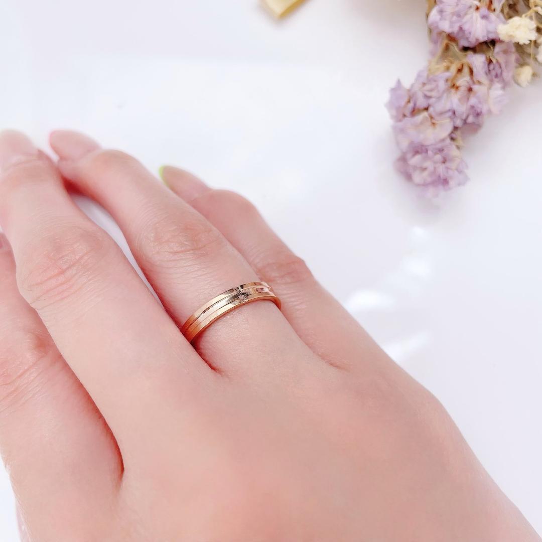 ふたりを繋ぐクロス ペアリング シルバー ピンクゴールド 十字架 ステンレス