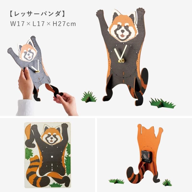 5個【作って飾って楽しい】アニマル クロックパズル 立体パズル 木製 時計