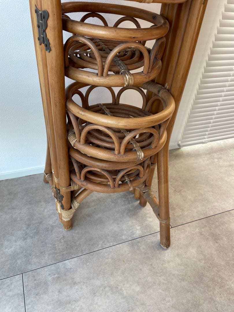 ラタン製 4段植物ラック