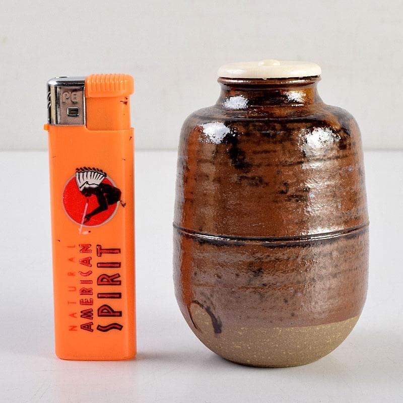 茶道具 瑞光窯造 佐々木八十二作 筒井写 瀬戸茶入 仕覆付 共箱 C 8909