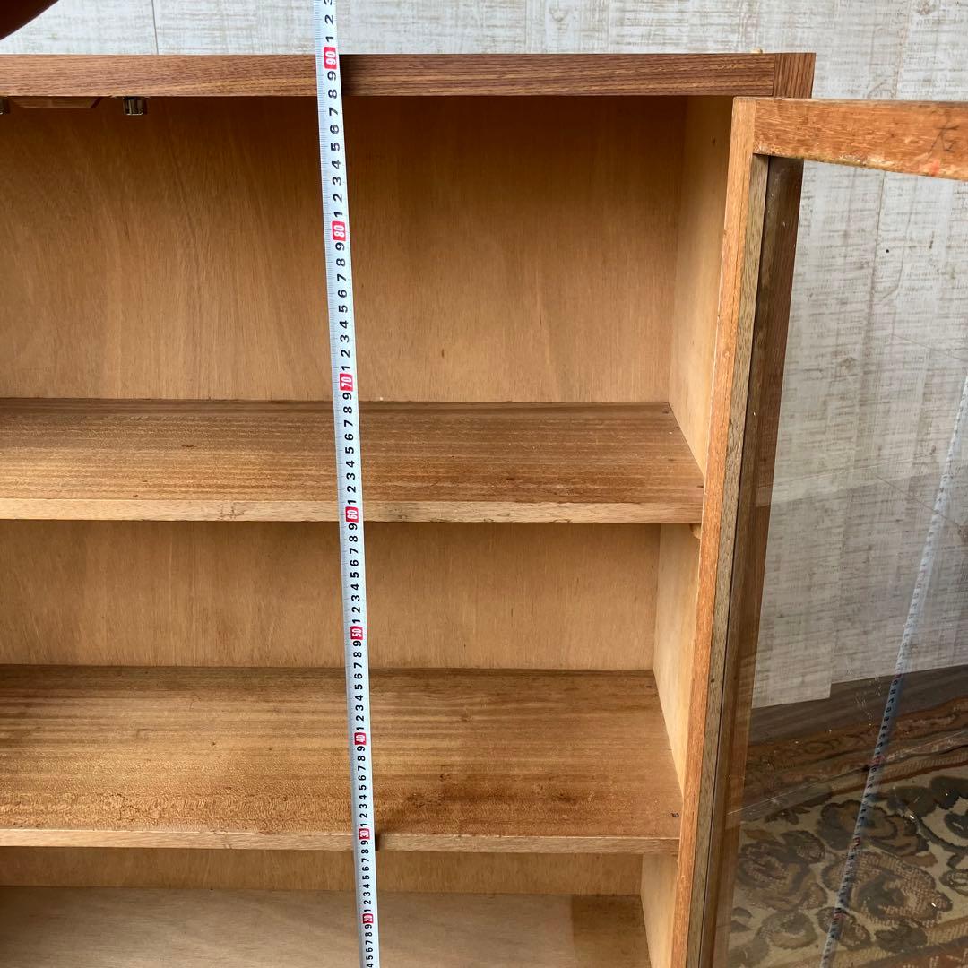 ① 昭和レトロ 古家具 ガラス戸 木製キャビネット 食器棚 飾り棚 サイドボード