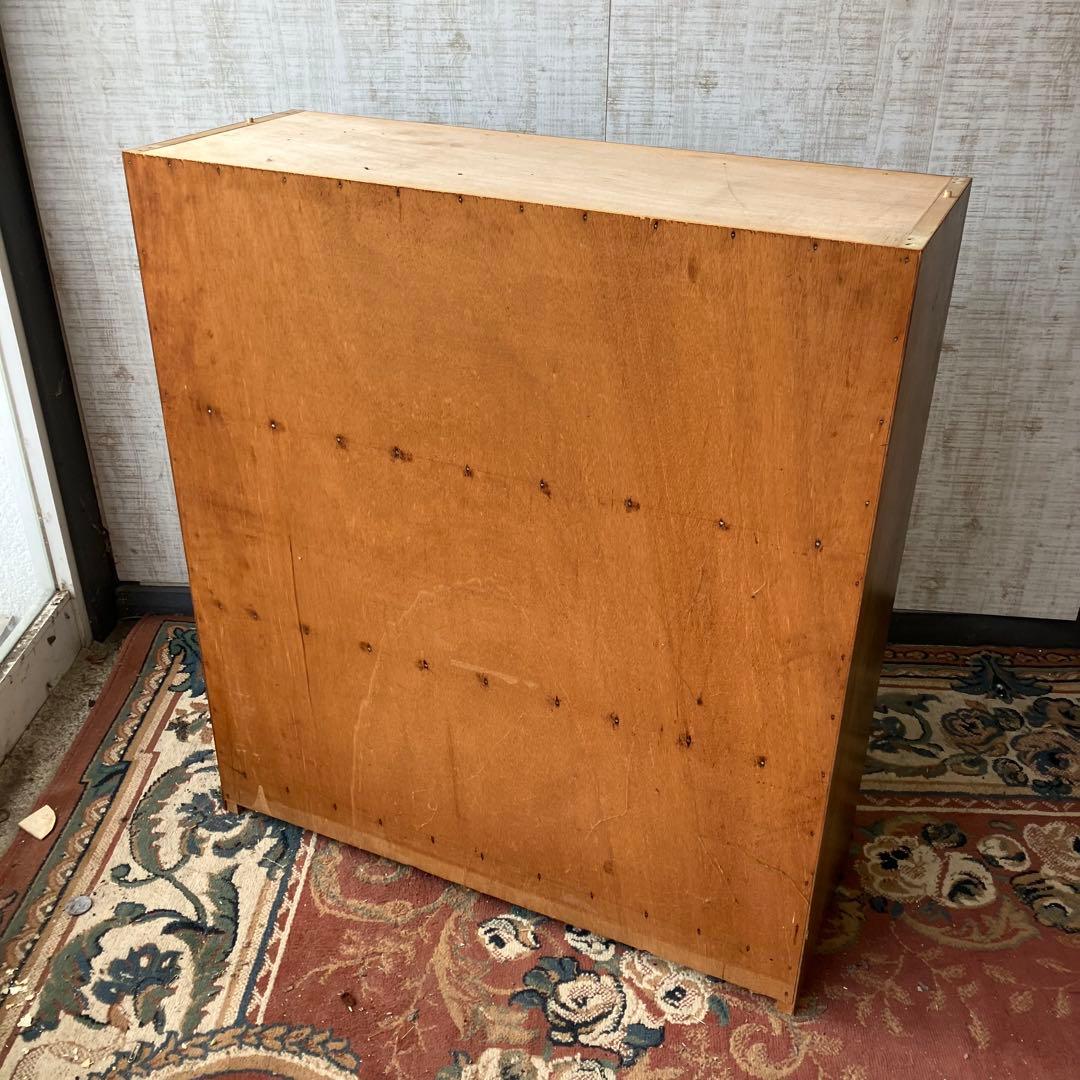 ① 昭和レトロ 古家具 ガラス戸 木製キャビネット 食器棚 飾り棚 サイドボード