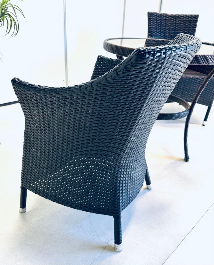 高級人工エラタン ガーデンテーブルチェア3点セット