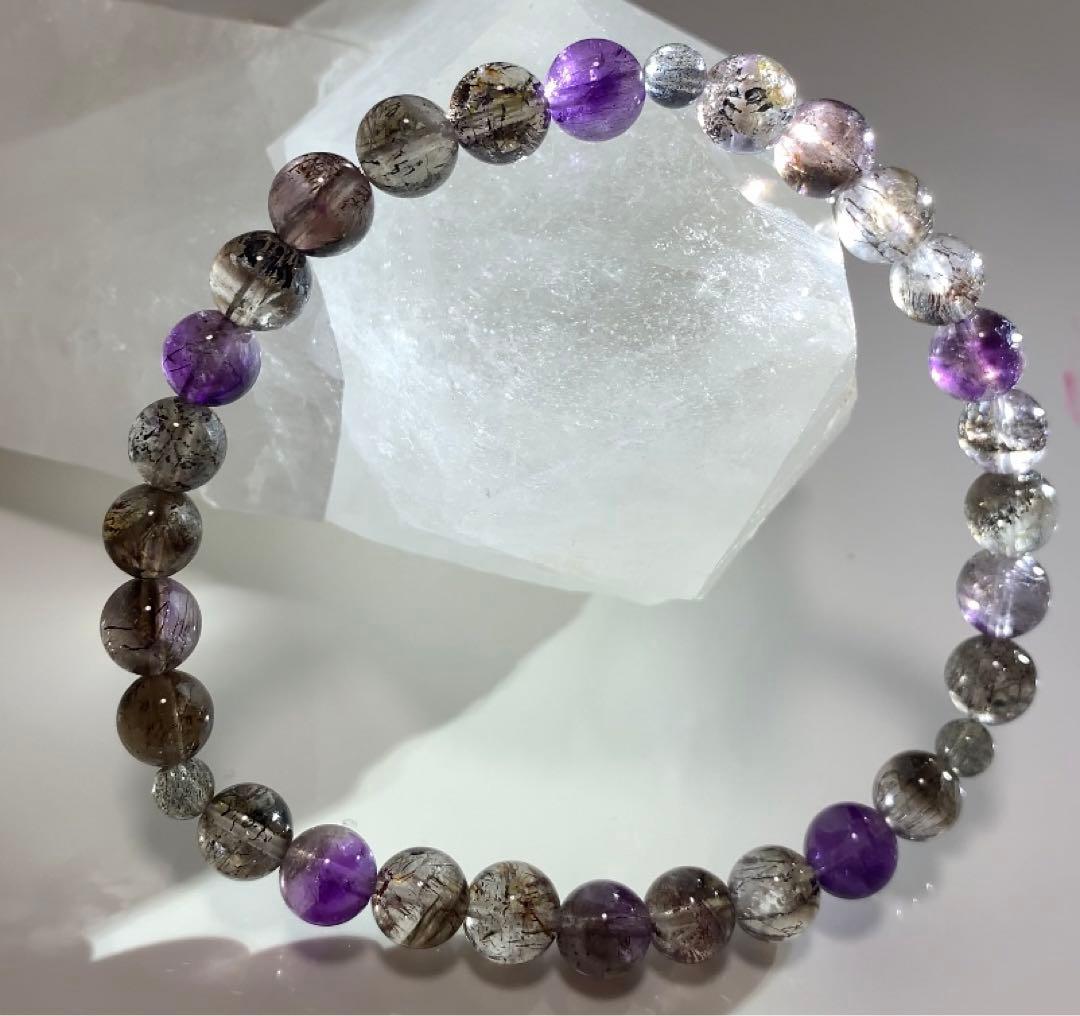 ⭐️高品質⭐️スーパーセブン　スモーキーエレスチャル　ブレスレット
