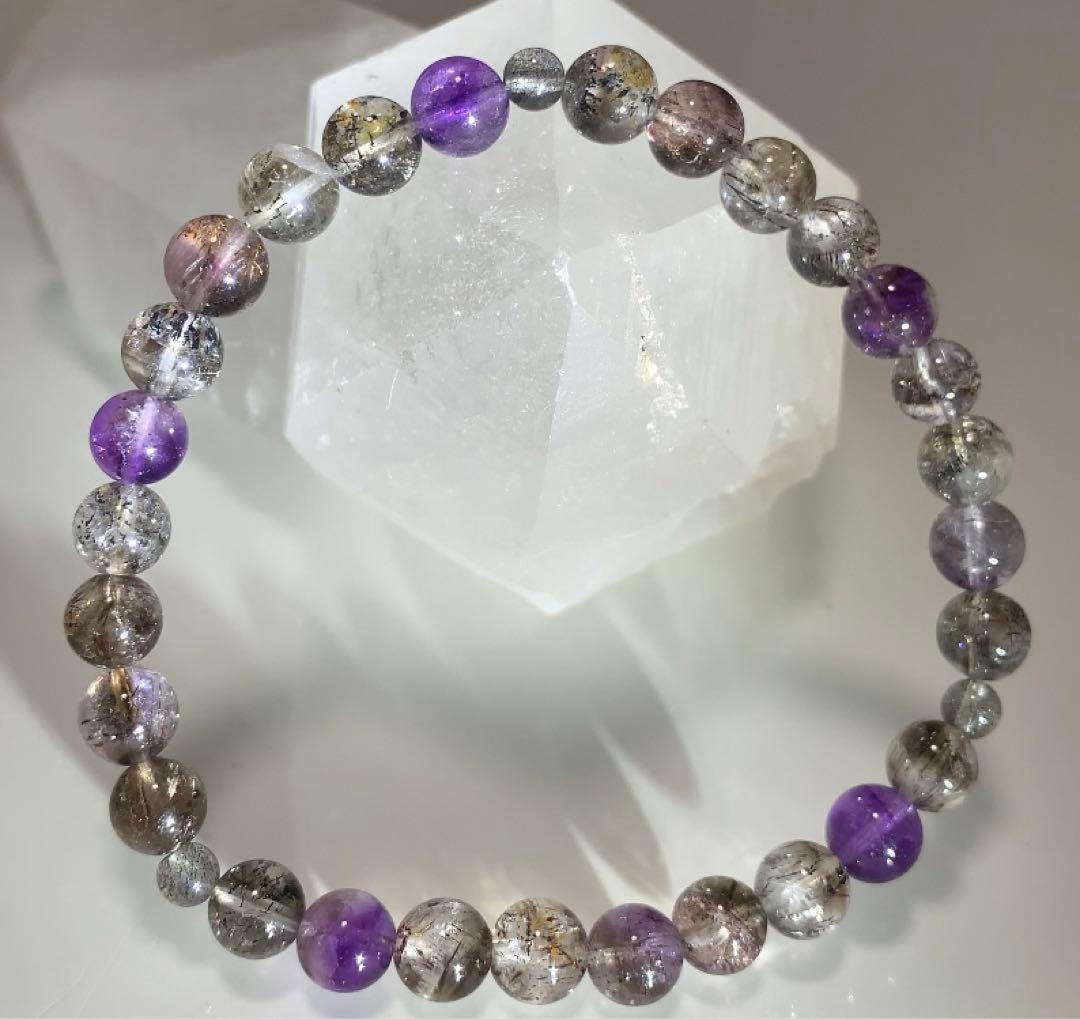 ⭐️高品質⭐️スーパーセブン　スモーキーエレスチャル　ブレスレット