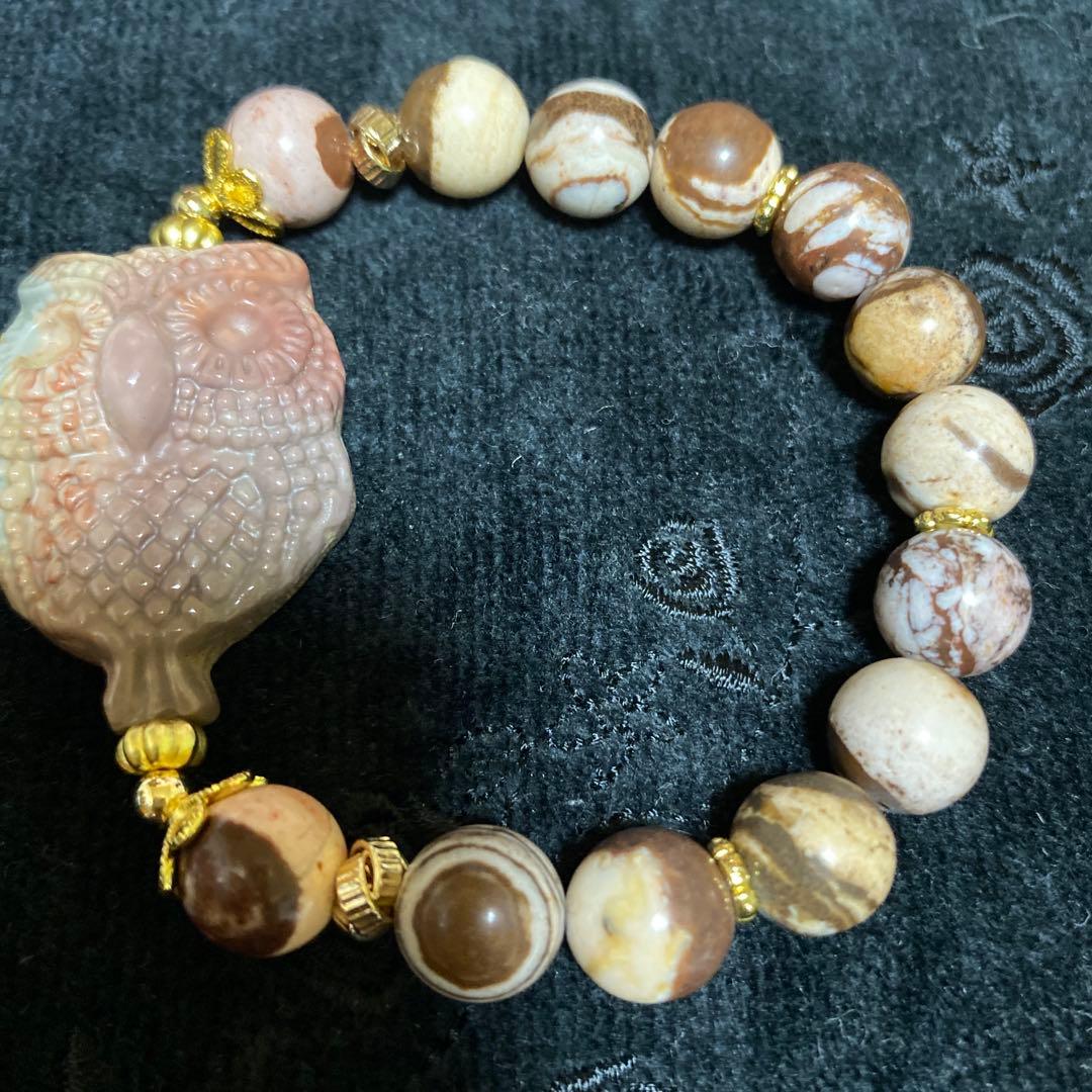 アラシャン瑪瑙フクロウのカフェオレゼブラジャスパーブレスレットパワーストーン