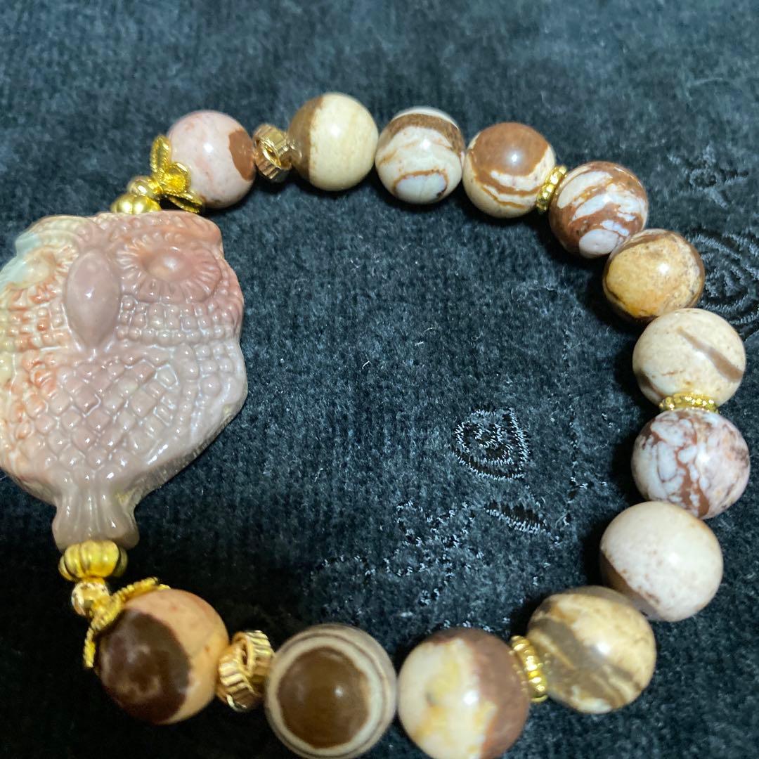 アラシャン瑪瑙フクロウのカフェオレゼブラジャスパーブレスレットパワーストーン