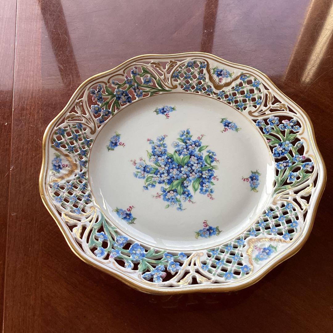 SCHUMANNBAVARIA 勿忘草24cmピアスプレートアンティーク《C》