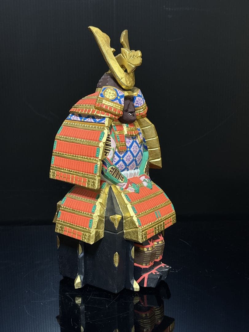 奈良 一刀彫 名人 清水古俊 造 具足 鎧 置物 桐共箱付