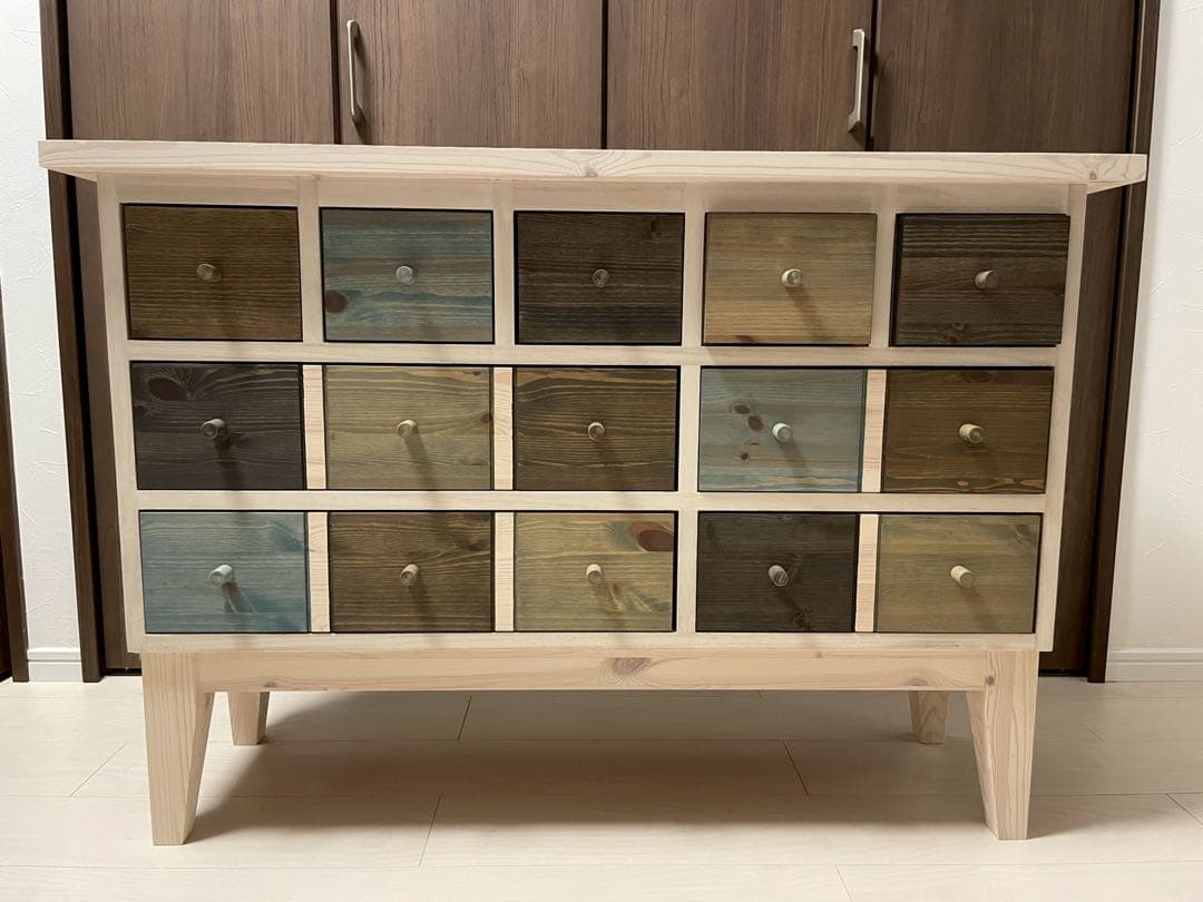 大川家具　オオカワカグ 北欧 3段 幅110 木製 収納ボックス　チェスト