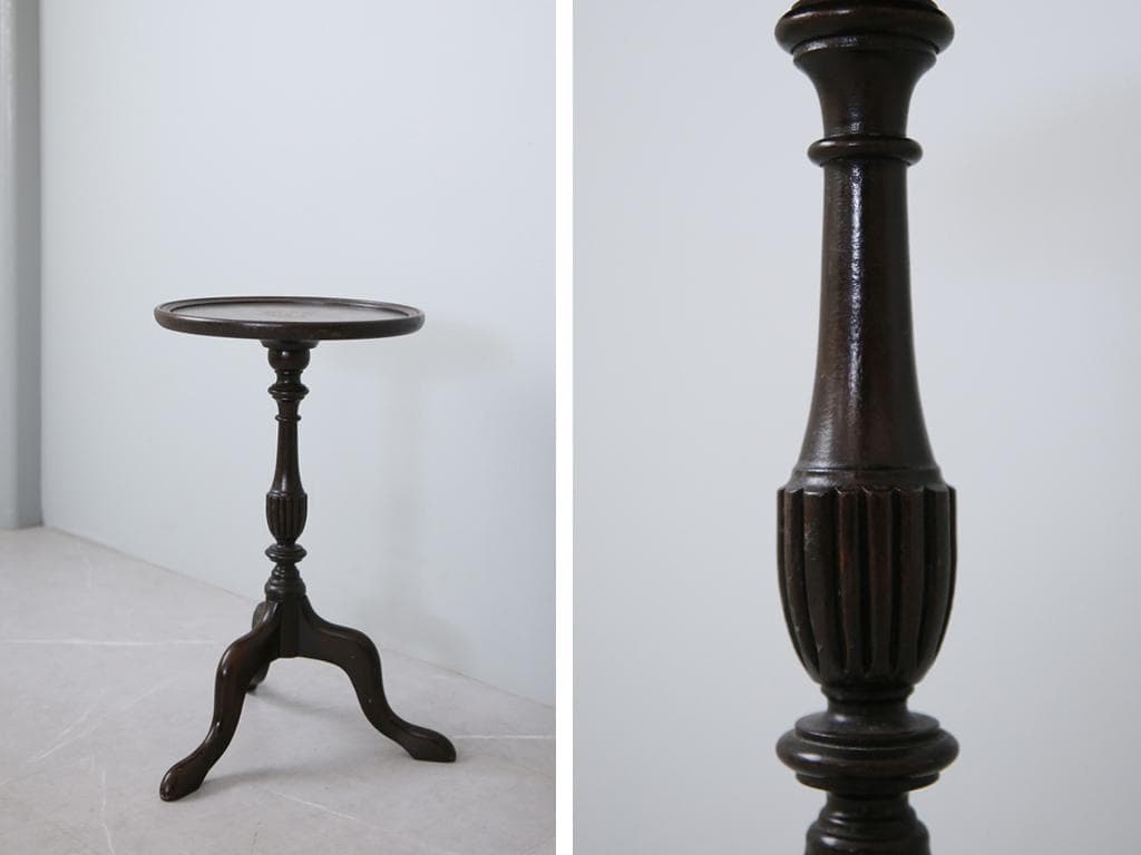 英国アンティーク木製ワインテーブル/サイドテーブル/丸机/飾り棚(89-67-2