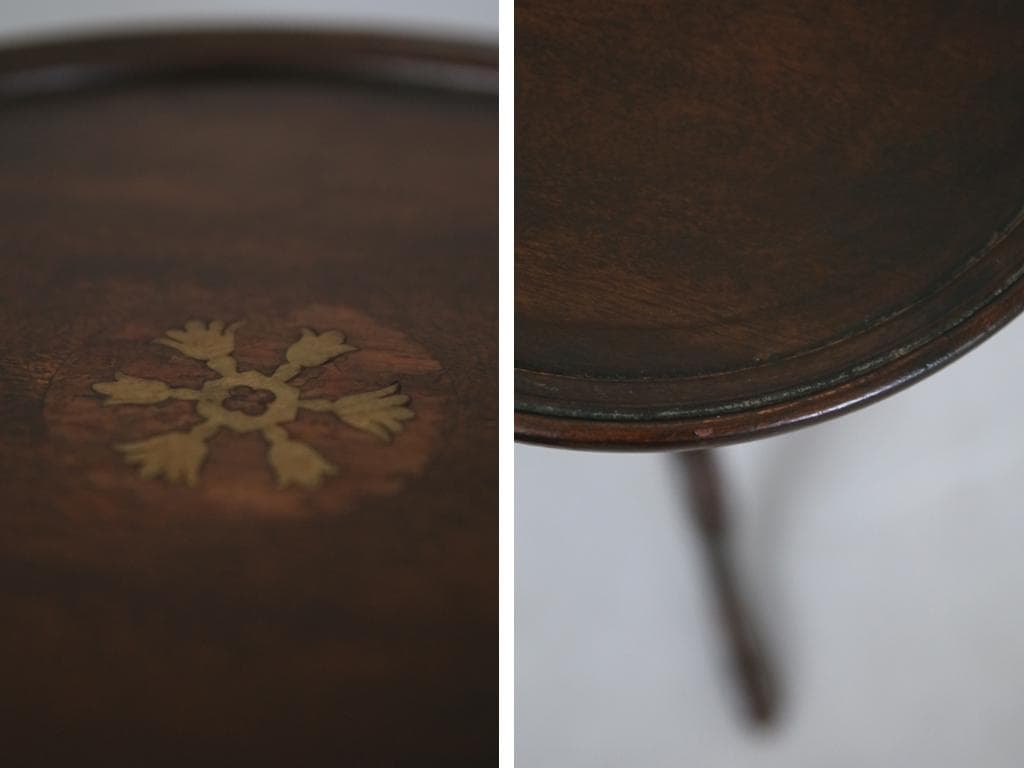 英国アンティーク木製ワインテーブル/サイドテーブル/丸机/飾り棚(89-67-2