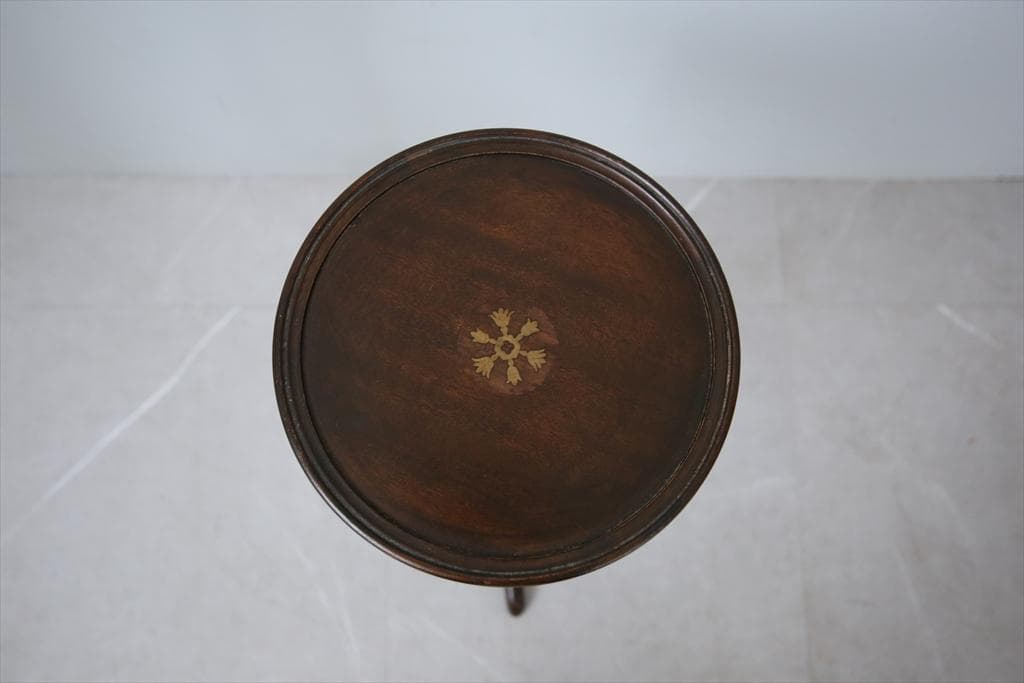 英国アンティーク木製ワインテーブル/サイドテーブル/丸机/飾り棚(89-67-2