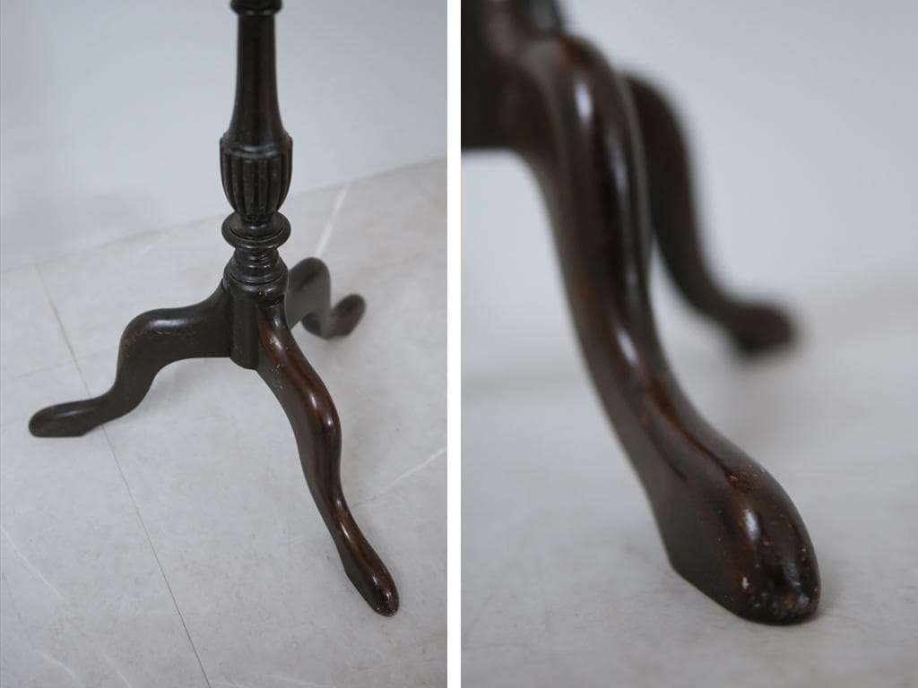 英国アンティーク木製ワインテーブル/サイドテーブル/丸机/飾り棚(89-67-2